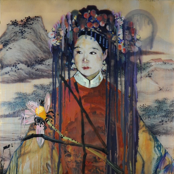 Hung Liu, Lady Lotus, 2016, mixed media on panel. Collection of the Kalamazoo Institute of Arts; Joy Light East Asian Art Acquisition and Exhibition Fund purchase.