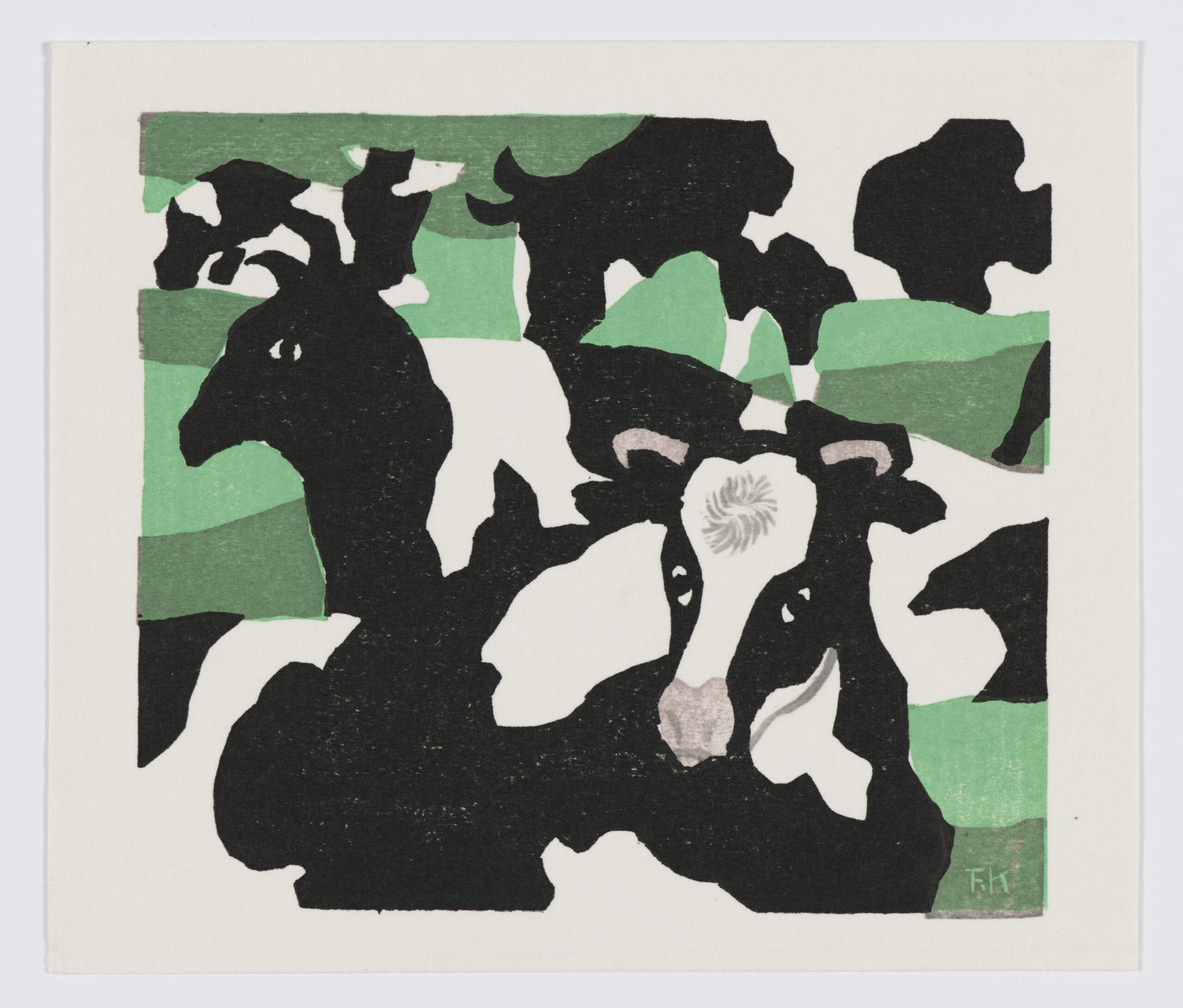 Fumio Kitaoka, Dutch Cow, ca. 1972, color woodcut. Collection of the Kalamazoo Institute of Arts; Gift of Charles L. Stroh, 2014.21