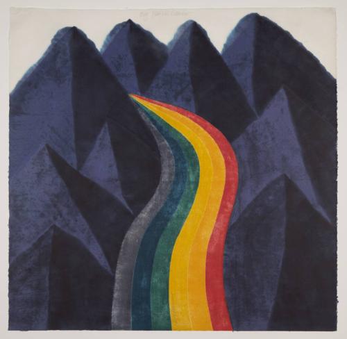 Carol Summers, Rainbow Glacier, 1970, woodcut. Collection of the Kalamazoo Institute of Arts; Gift of the artist. 