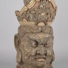 Unrecorded Artist, Head of a Temple God, n.d., wood, pigment, gold leaf. Collection of the Kalamazoo Institute of Arts; Joy Light East Asian Art Acquisition and Exhibition Fund, 2010.22